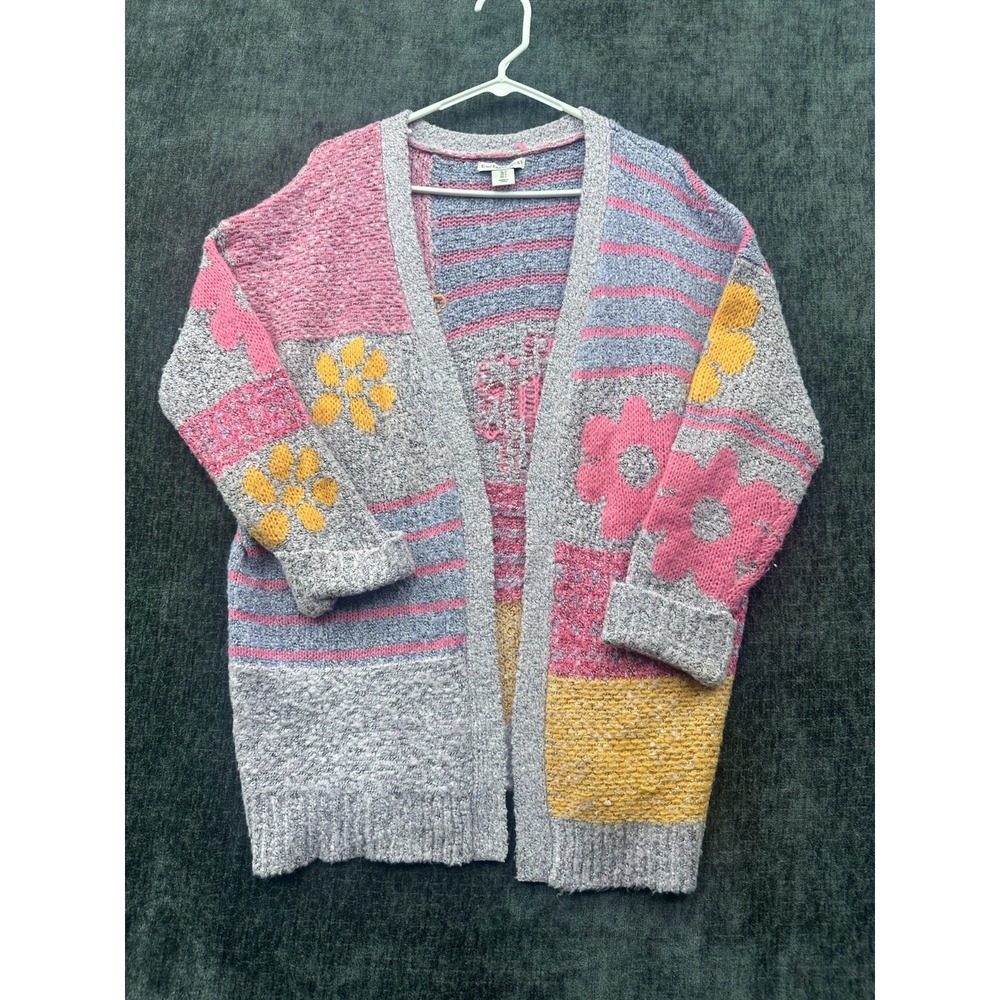 Sincerely Jules Cardigan Sweater Womens S Multicolor Flower Patchwork Open Front